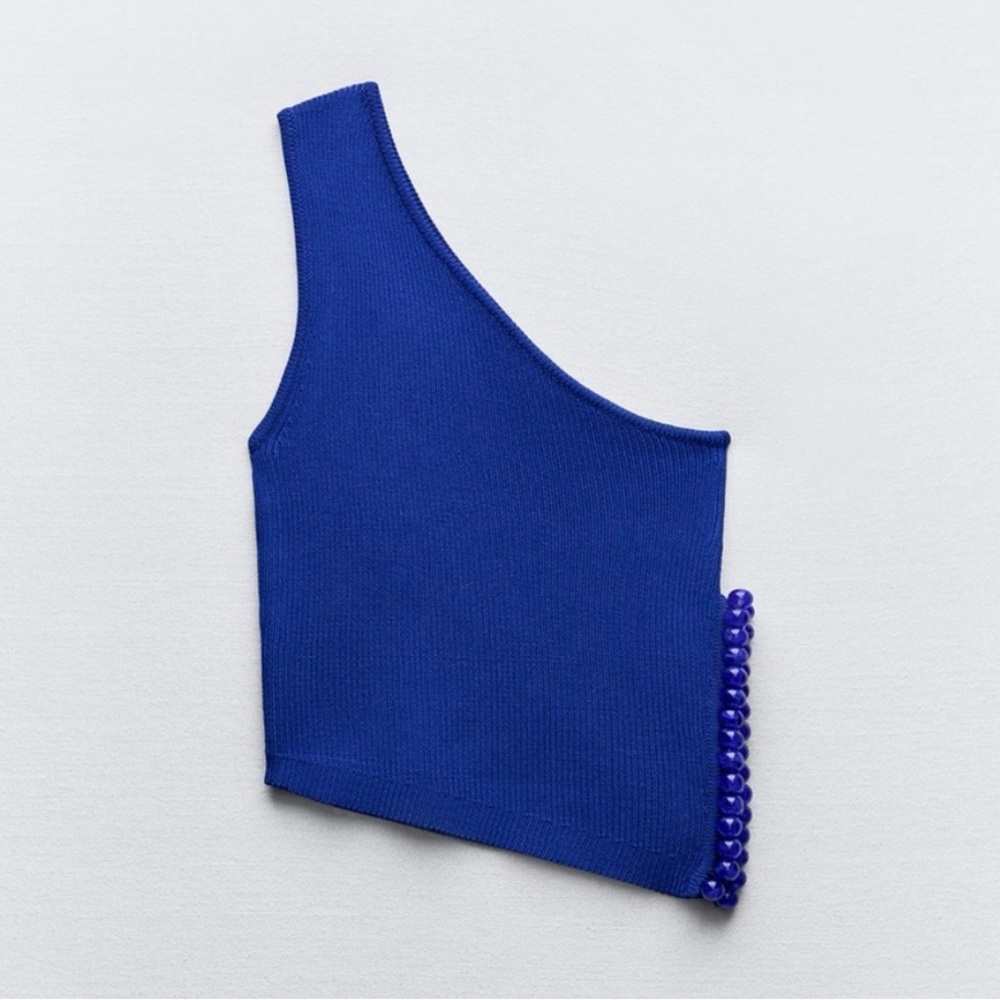 Zara Royal Blue One-Shoulder Tank Top